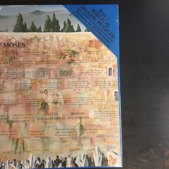 The Law of Moses: 2 in 1 Biblical Jigsaw Puzzles by Light Life Compay, Vntg 77, - Picture 2 of 9
